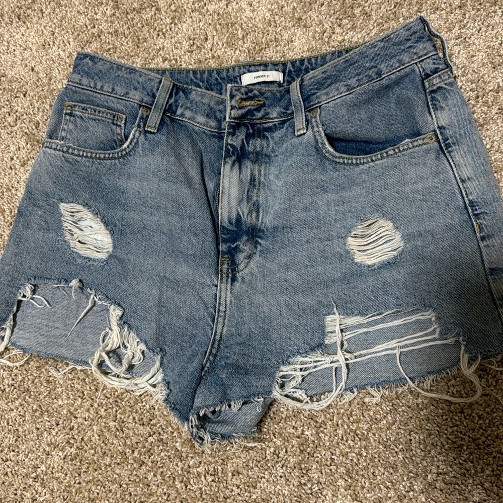 Forever 21 Distressed Jean Booty Shorts